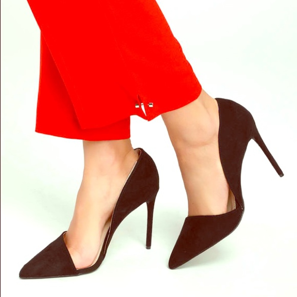 Lulu’s Black Suede Heels 8.5